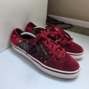 adidas Women's Adria Lo 2 Sneakers Size 9 Burgundy Suede and Multicolor